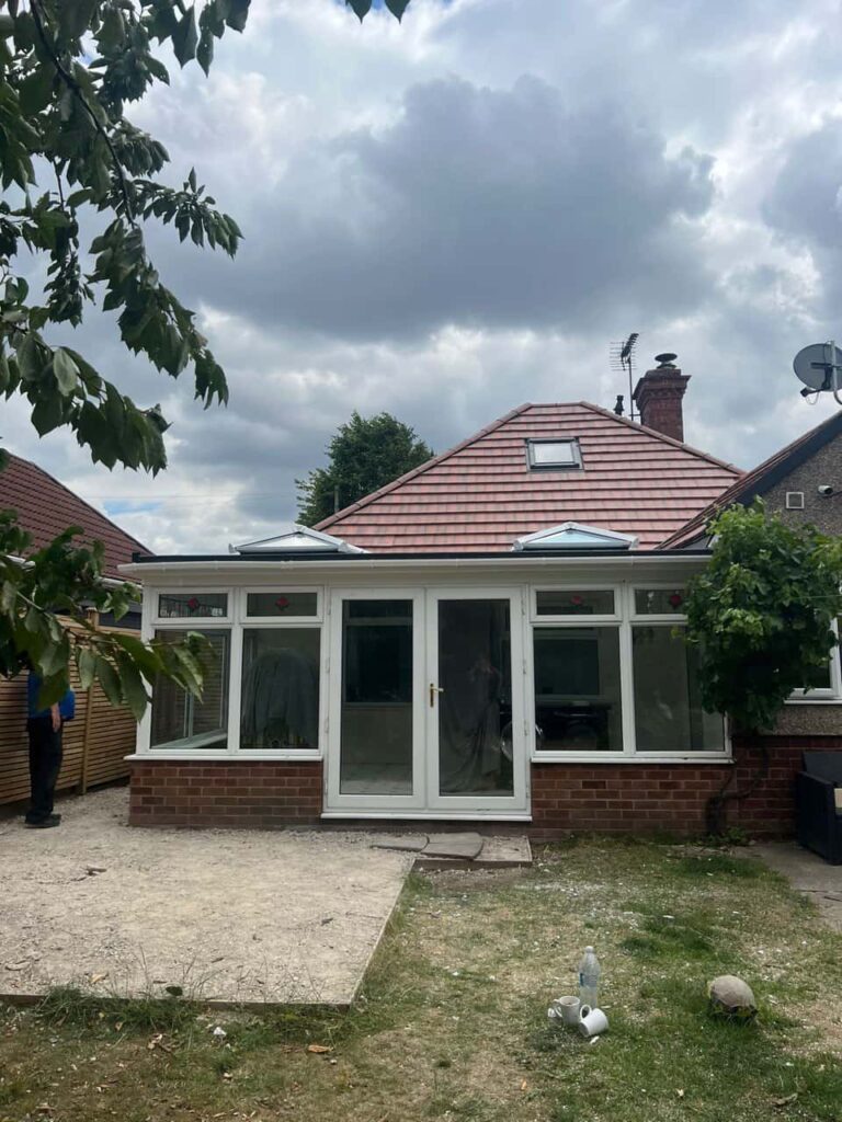 This is a photo of a hipped roof on a bungalow that has just had roof repairs carried out. Works carried out by Rainworth Roofing Repairs